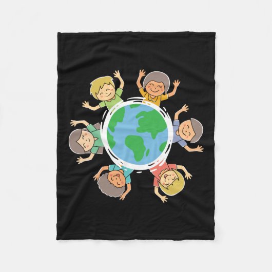 Glückliche Kinder - Umweltschutz Earth Da Fleecedecke (Vorderseite)