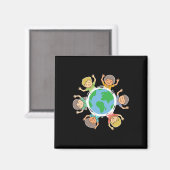 Glückliche Kinder - Umweltschutz Earth Da Magnet (Vorderseite/Rückseite)