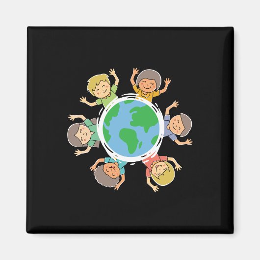 Glückliche Kinder - Umweltschutz Earth Da Magnet (Vorne)