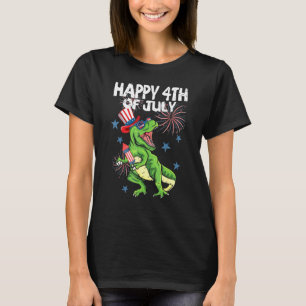 Glückliche Kinder zum 4. Juli T-Rex Dinosaurier Ba T-Shirt
