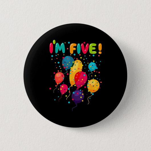 Glückliche Kinder zum 5. Geburtstag Luftballons Button (Vorderseite)