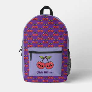 Glückliche Kirschen Personalisierte Purpurfarbe Bedruckter Rucksack