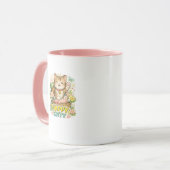 Glückliche Kitty Süße Blumenkaffeetasse Tasse (Vorderseite Links)
