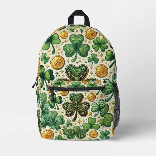 Glückliche Klee und Goldmünzen Bedruckter Rucksack (Vorderseite)