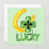 Glückliche Kleeblatt- und Hufeisenkarte (Vorne/Hinten)