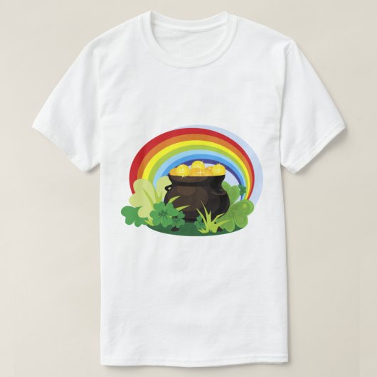 Glückliche Kleeblätter schließen Regenbogenpfropfe T-Shirt (Design vorne)