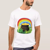 Glückliche Kleeblätter schließen Regenbogenpfropfe T-Shirt (Vorderseite)