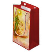 Glückliche kleine Weihnachtsbaum-Geschenk-Tasche Kleine Geschenktüte (Vorderseite Schrägansicht)