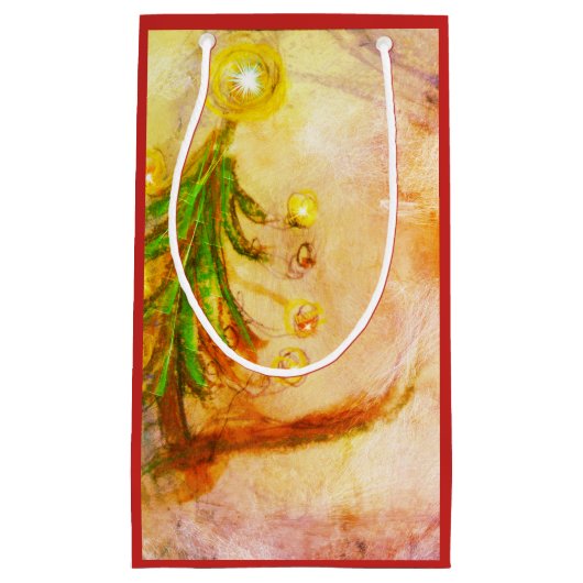 Glückliche kleine Weihnachtsbaum-Geschenk-Tasche Kleine Geschenktüte (Vorderseite)