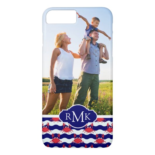 Glückliche Krabben Pattern| Ihr Foto u. Monogramm Case-Mate iPhone Hülle (Rückseite)