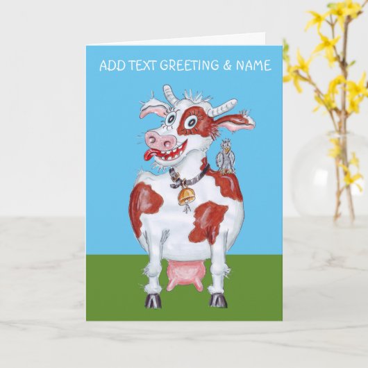 glückliche Kuh Karte (Gelbe Blume)