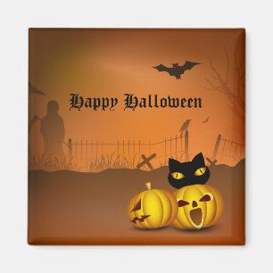 Glückliche Kürbis-Flecken-Katze Halloweens Magnet