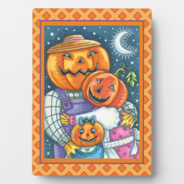 GLÜCKLICHE KÜRBISLATERNE FAMILIE, FARBBLOS UND NIE FOTOPLATTE