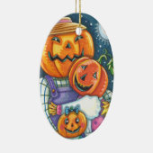 GLÜCKLICHE KÜRBISLATERNE FAMILIE, FARBBLOS UND NIE KERAMIK ORNAMENT (Rechts)