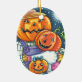 GLÜCKLICHE KÜRBISLATERNE FAMILIE, FARBBLOS UND NIE KERAMIK ORNAMENT (Hinten)
