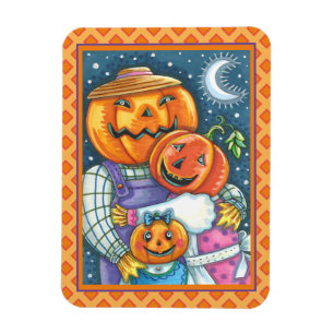 GLÜCKLICHE KÜRBISLATERNE FAMILIE, FARBBLOS UND NIE MAGNET