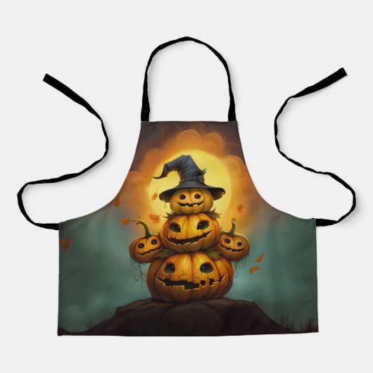 Glückliche Kürbismonster niedliches Halloween Schürze (Vorderseite)