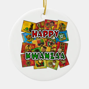 Glückliche Kwanzaa-Collage Keramik Ornament