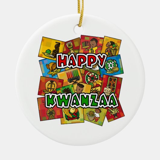 Glückliche Kwanzaa-Collage Keramik Ornament (Vorne)