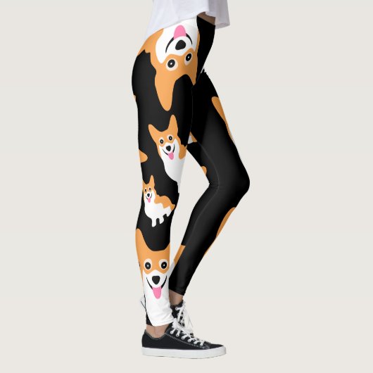 Glückliche lächelnde Corgis-niedliche Leggings (Rechts)