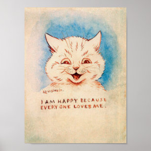 Glückliche lächelnde Katze, Louis Wain Poster
