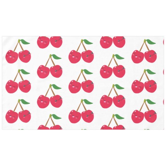 Glückliche lächelnde Kawaii-Kirschfrucht Tischdecke (Vorderseite (Horizontal))