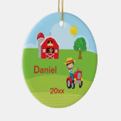 Glückliche Landarbeiter-Scheunen-Traktor-Tiere Keramik Ornament (Rechts)