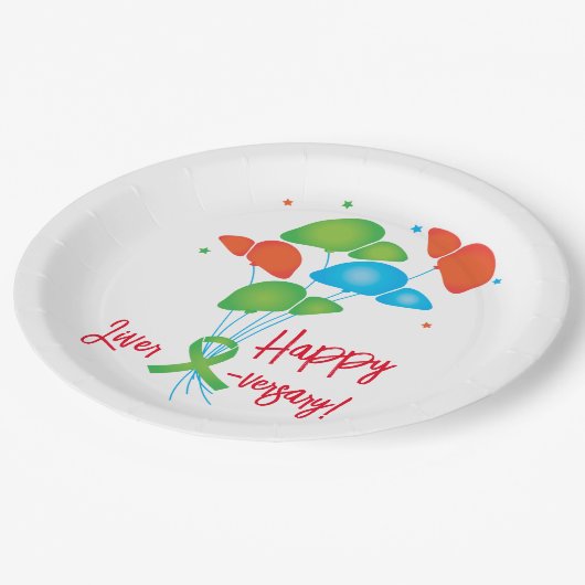 glückliche Lebertransplantation Pappteller (Schrägansicht)