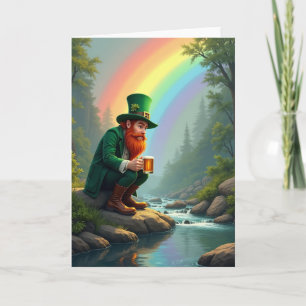 Glückliche Leprechaun-Regenbogenszene Karte