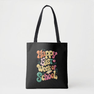Glückliche letzte Schulwoche Lehrer Schüler Groovy Tasche