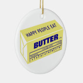 Glückliche Leute essen die Butter (blau) Keramik Ornament (Rechts)