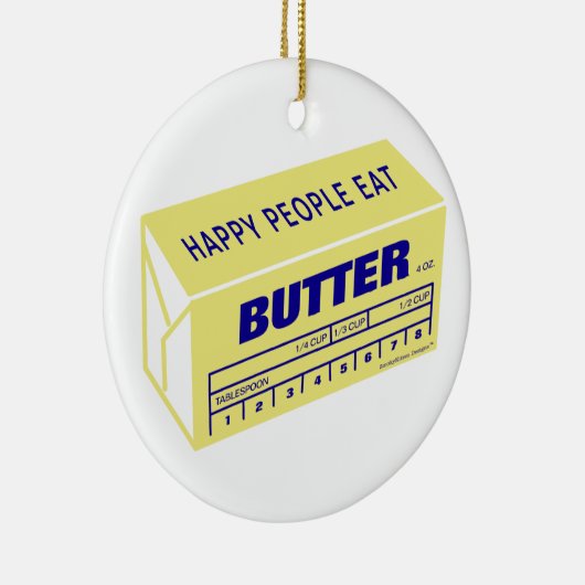 Glückliche Leute essen die Butter (blau) Keramik Ornament (Rechts)