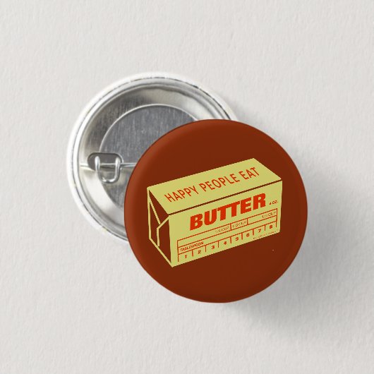 Glückliche Leute essen die Butter (rot) Button (Vorne & Hinten)