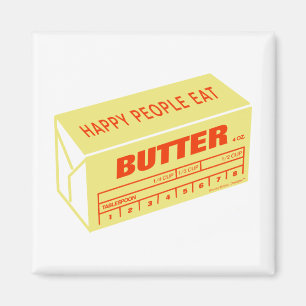 Glückliche Leute essen die Butter (rot) Magnet