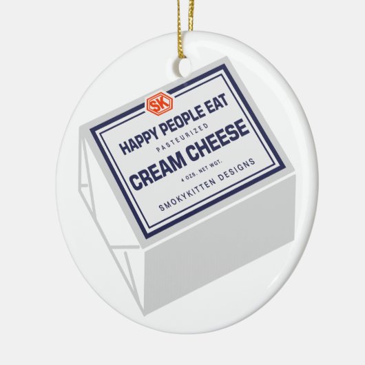 Glückliche Leute essen Frischkäse Keramikornament (Links)