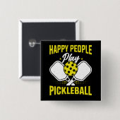 Glückliche Leute spielen Pickleball Button (Vorne & Hinten)