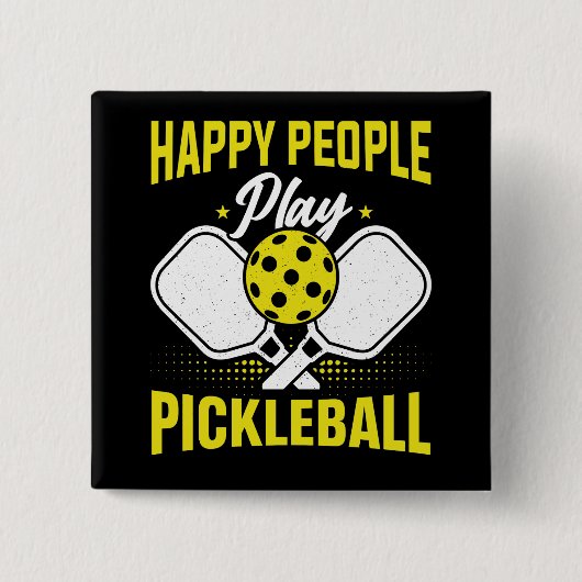 Glückliche Leute spielen Pickleball Button (Vorderseite)