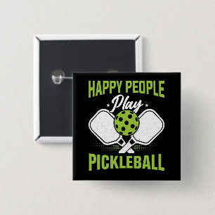Glückliche Leute spielen Pickleball Button