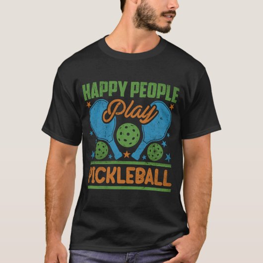 Glückliche Leute spielen Pickleball Quotes Männer  T-Shirt (Vorderseite)