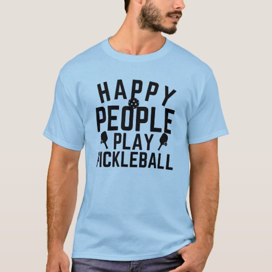 Glückliche Leute spielen Pickleball T-Shirt (Vorderseite)