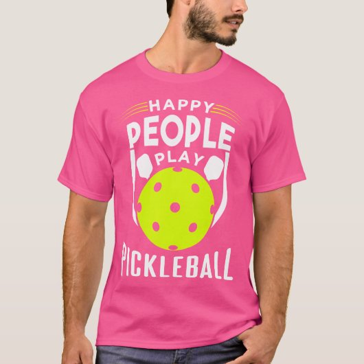Glückliche Leute spielen Pickleball T-Shirt (Vorderseite)