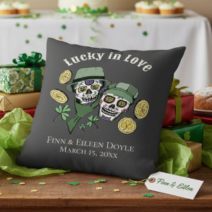 Glückliche Liebe Black Irish Zucker Schädel Neuver Kissen
