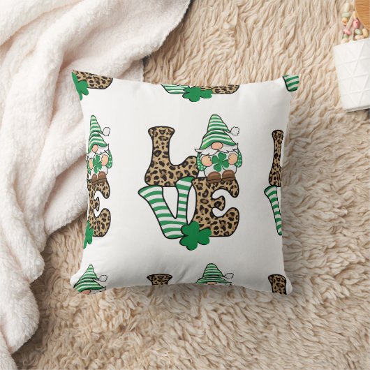 Glückliche Liebe Gnome St. Patrick's Day Kissen (Decke)