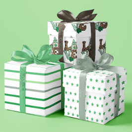 Glückliche Liebe Gnome St. Patrick's Day Set von 3 Geschenkpapier Set