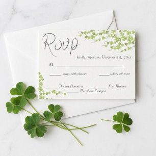 Glückliche Liebe Grüne Kleeblatt Hochzeit RSVP Kar Einladung