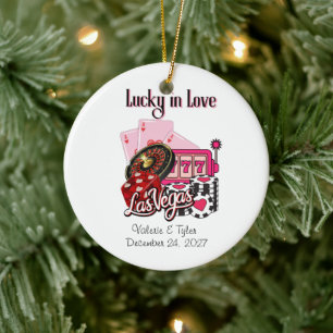 Glückliche Liebe Las Vegas Flitterwochen Keramik Ornament