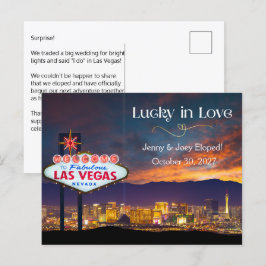 Glückliche Liebe Las Vegas Hochzeitsankündigung Postkarte