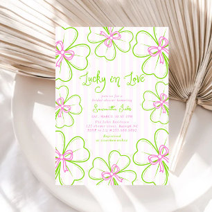 Glückliche Liebe Pink Grüner Shamrock Junggesellin Einladung