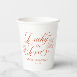 Glückliche Liebe Vintage Cupid Brautparty Pappbecher