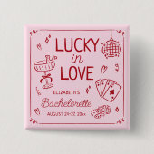 Glückliche Liebe Whimsical Handgezeichnete Jungges Button (Vorderseite)